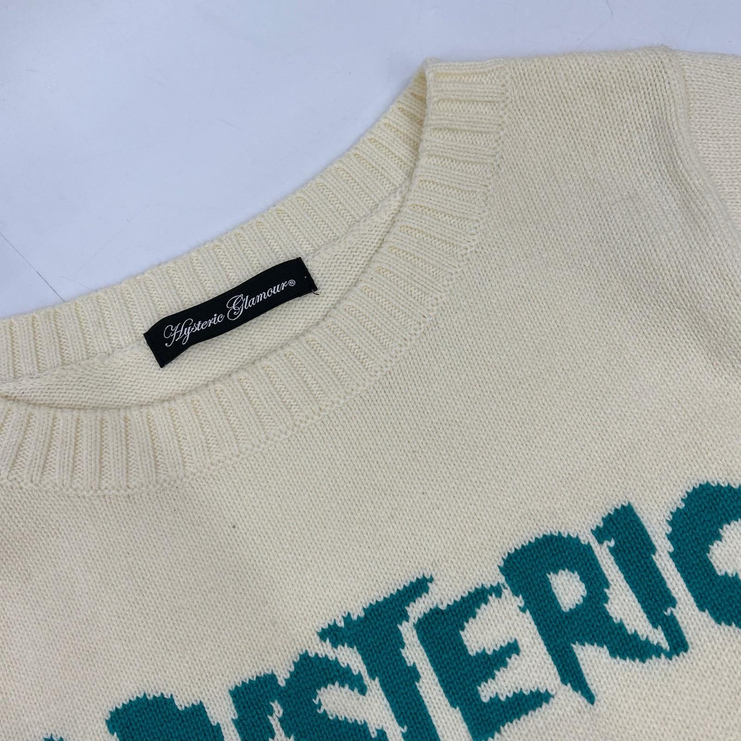 HYSTERIC GLAMOUR ヒステリックグラマー 0163NS24 アイボリー DEADLY SOUNDS 編込 プルオーバー トップス