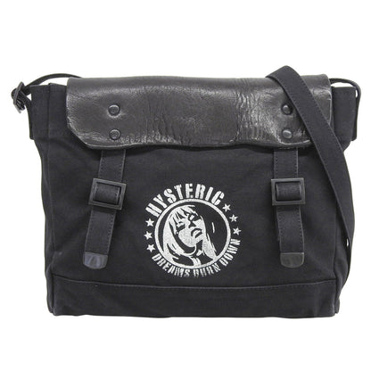 HYSTERIC GLAMOUR ヒステリックグラマー STENCIL WOMAN pt ポストマンバッグ レザー キャンバス ショルダーバッグ レディース ブラック ショルダーバッグ