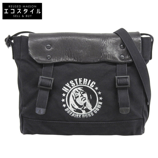 HYSTERIC GLAMOUR Stencil Woman Print Postman Bag Leather Canvas Shoulder Bag Ladies Black Shoulder Bag