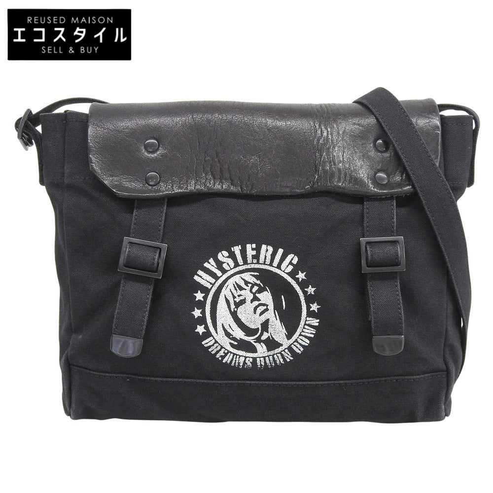 HYSTERIC GLAMOUR ヒステリックグラマー STENCIL WOMAN pt ポストマンバッグ レザー キャンバス ショルダーバッグ レディース ブラック ショルダーバッグ