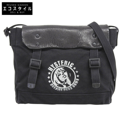 HYSTERIC GLAMOUR ヒステリックグラマー STENCIL WOMAN pt ポストマンバッグ レザー キャンバス ショルダーバッグ レディース ブラック ショルダーバッグ