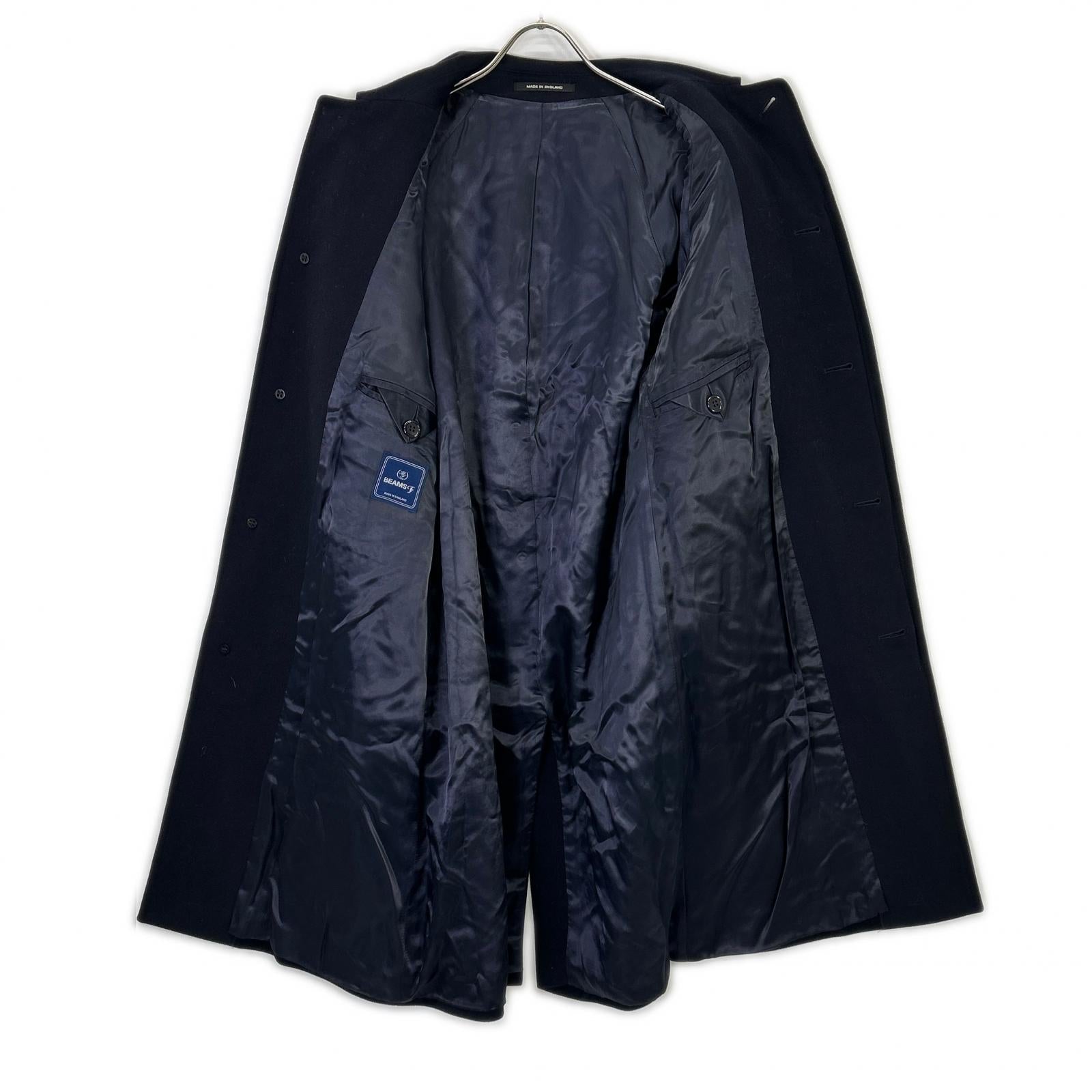 BEAMS F BEAMS F 海军蓝 羊绒35% 翻领 大衣 外套 34