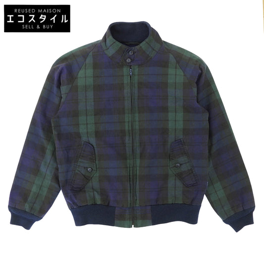 BARACUTA バラクータ ネイビー×グリーン チェック ブルーライン オイルド スイングトップ ジャケット メンズ 34 ジャケット