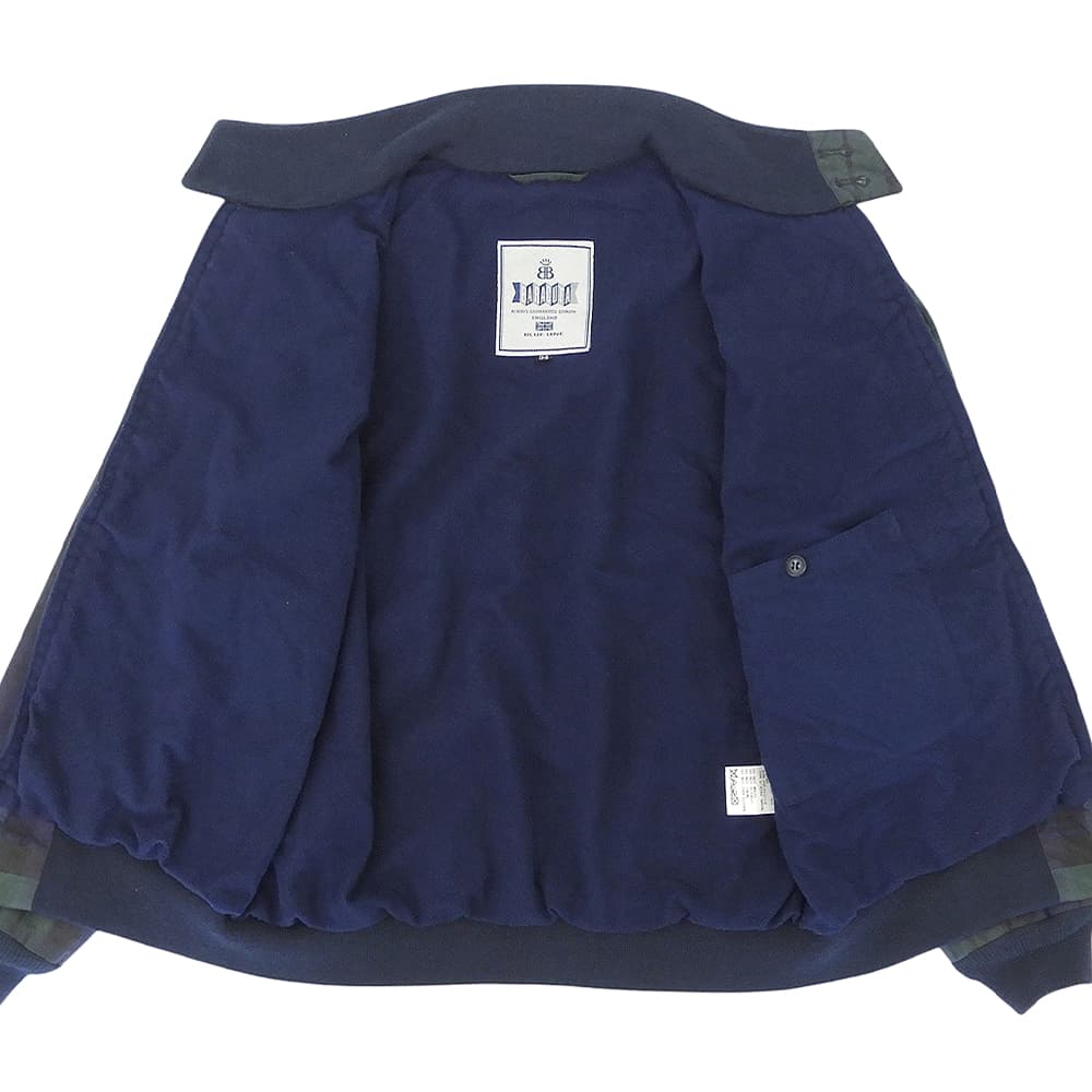 BARACUTA Navy×green check Blue Line oiled swing-top jacket, men's, 34
