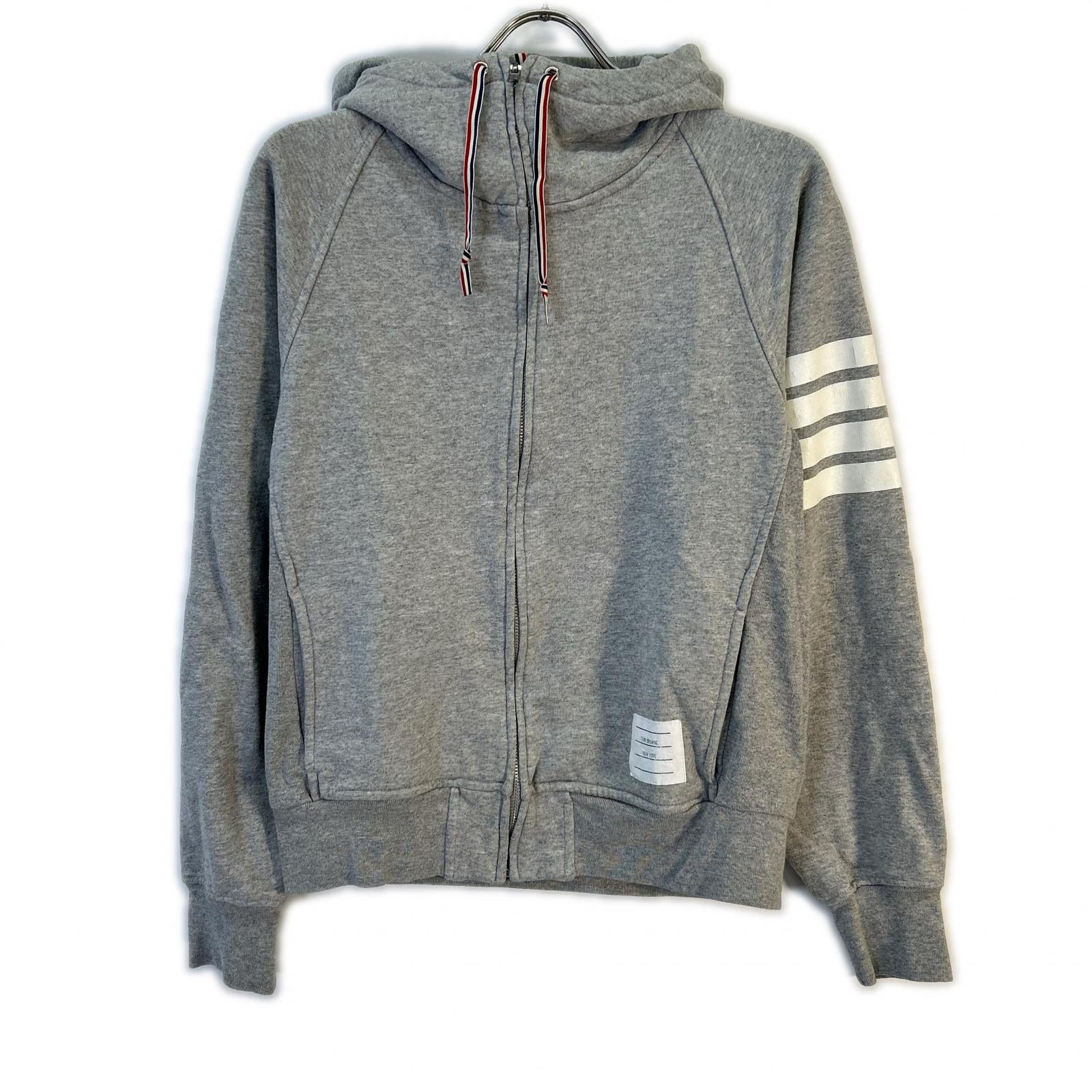 THOM BROWNE トムブラウン 4-BAR グレー ジップパーカ トップス