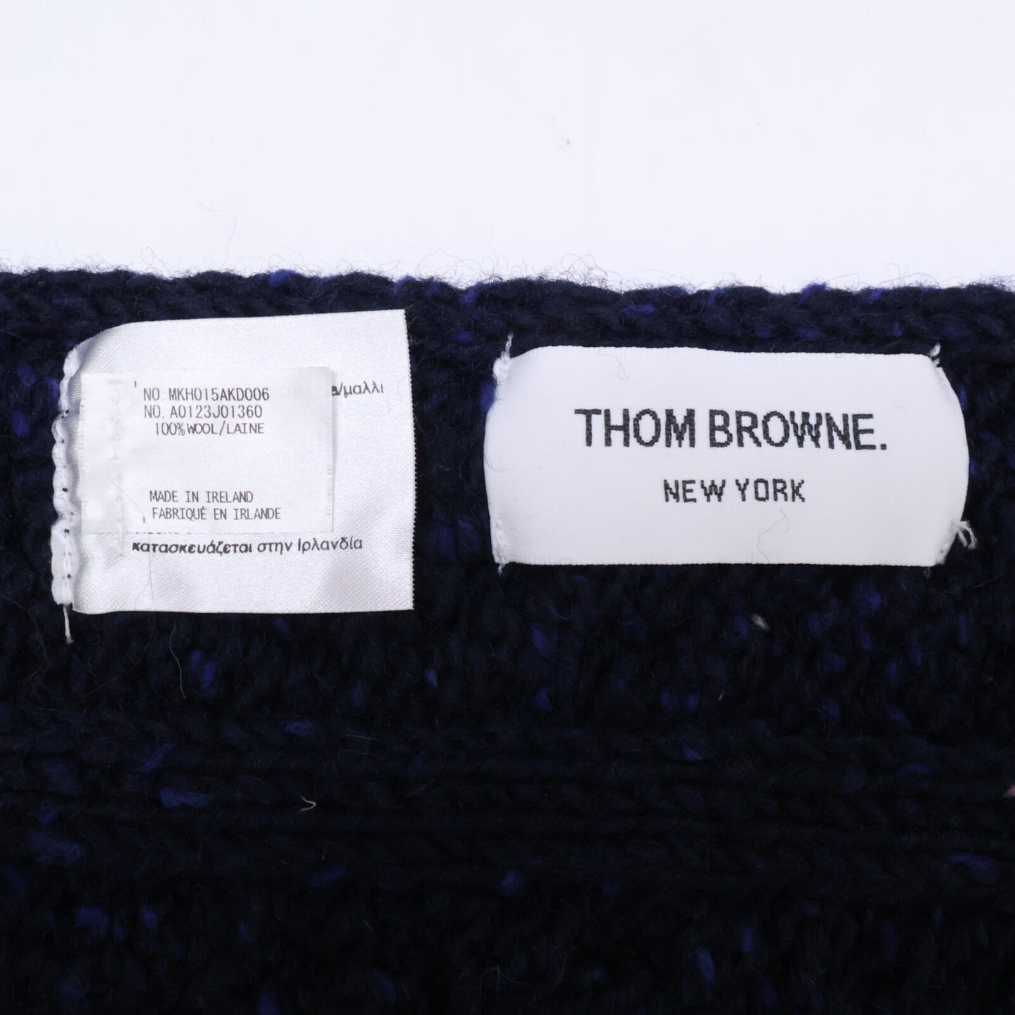 THOM BROWNE 汤姆布朗 带帽款羊毛麻花编织围巾