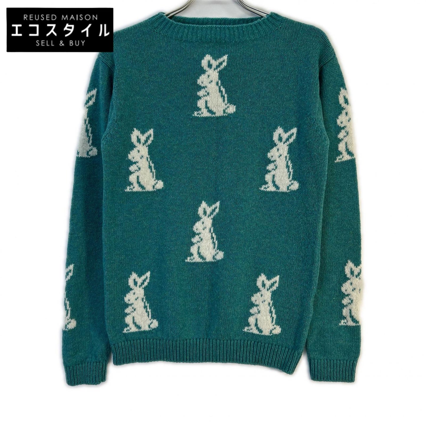 PRADA 16SS Blue Rabbit Pattern Wool Sweater Top