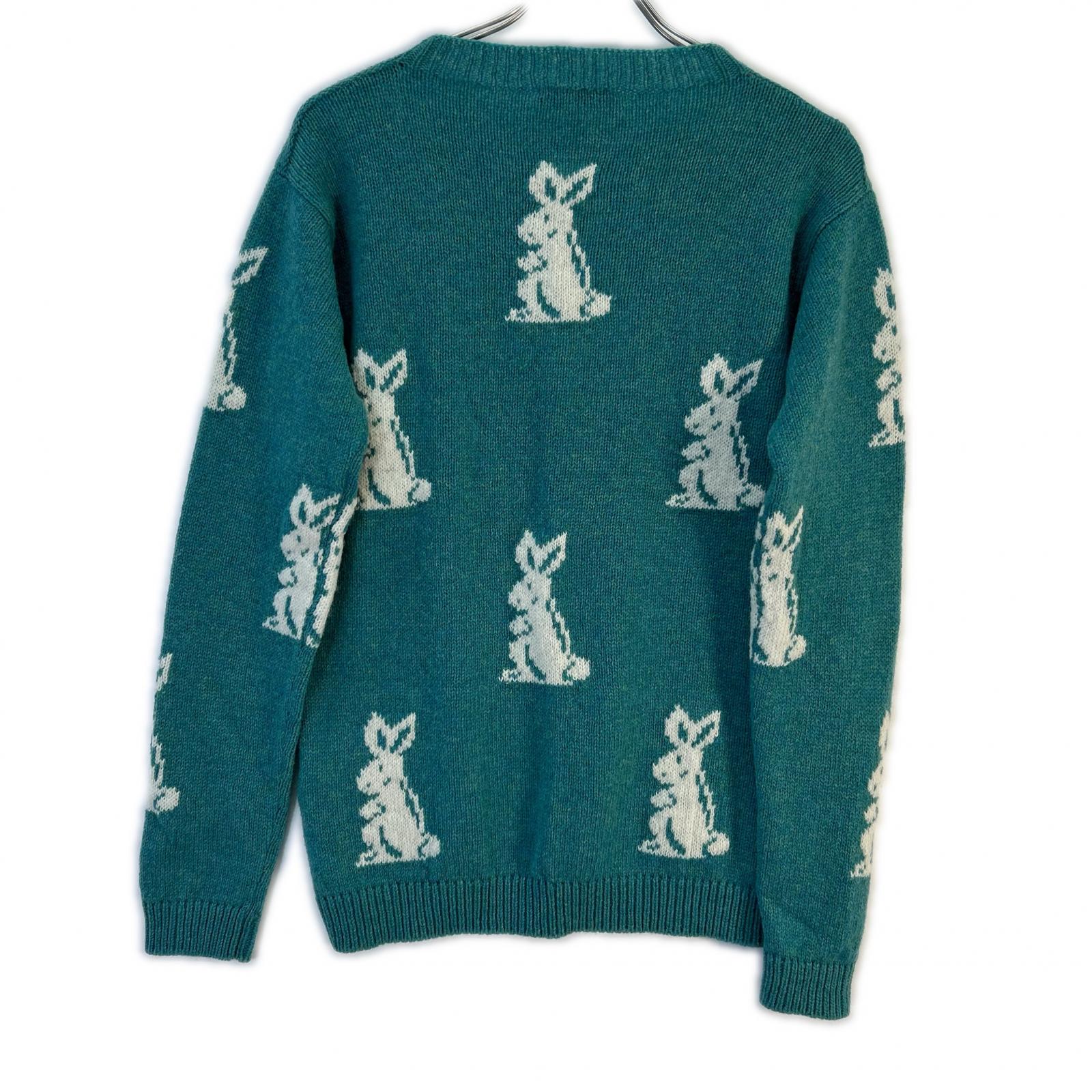 PRADA 16SS Blue Rabbit Pattern Wool Sweater Top
