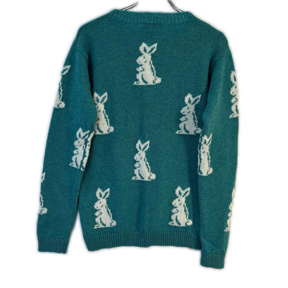 PRADA 16SS Blue Rabbit Pattern Wool Sweater Top