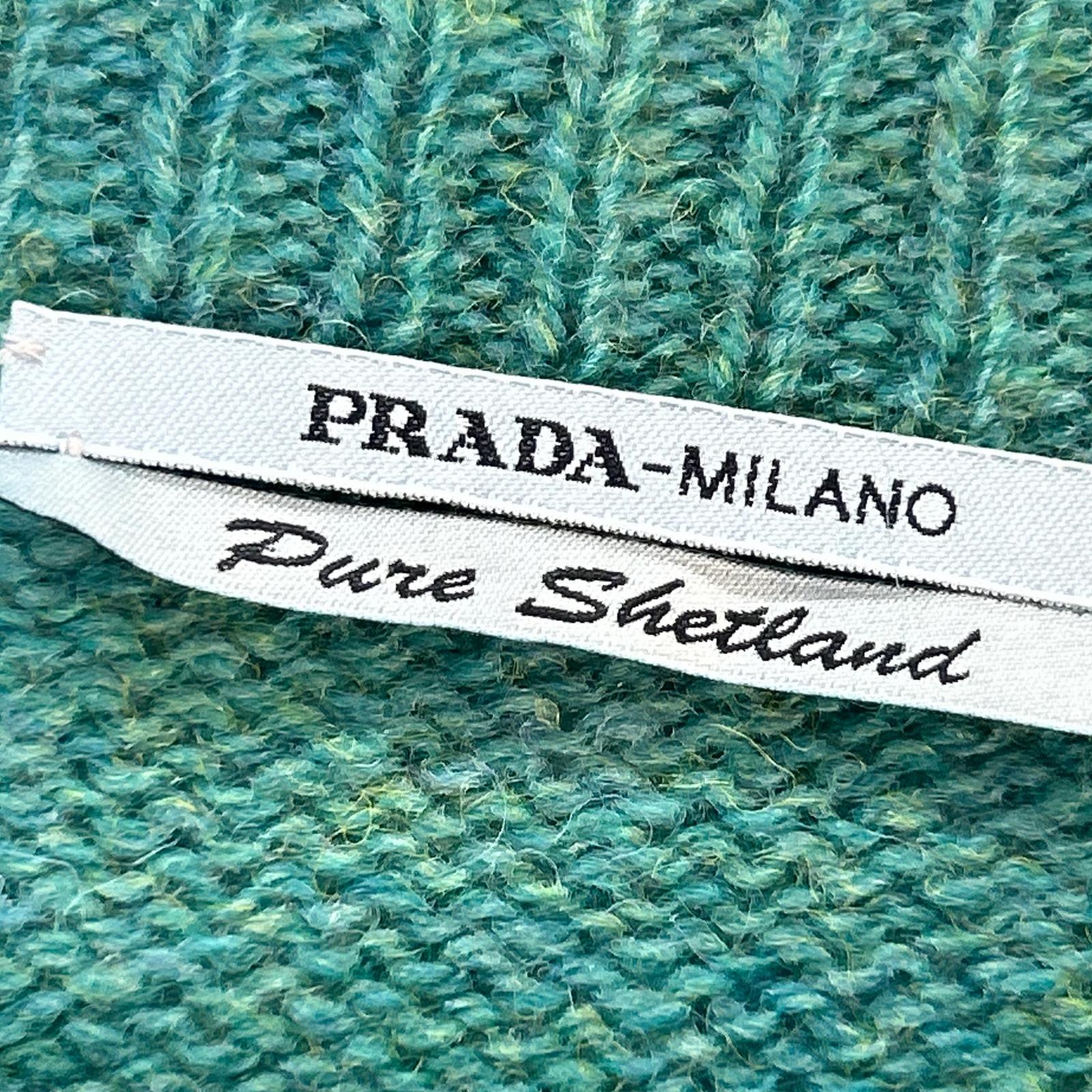 PRADA 16SS Blue Rabbit Pattern Wool Sweater Top