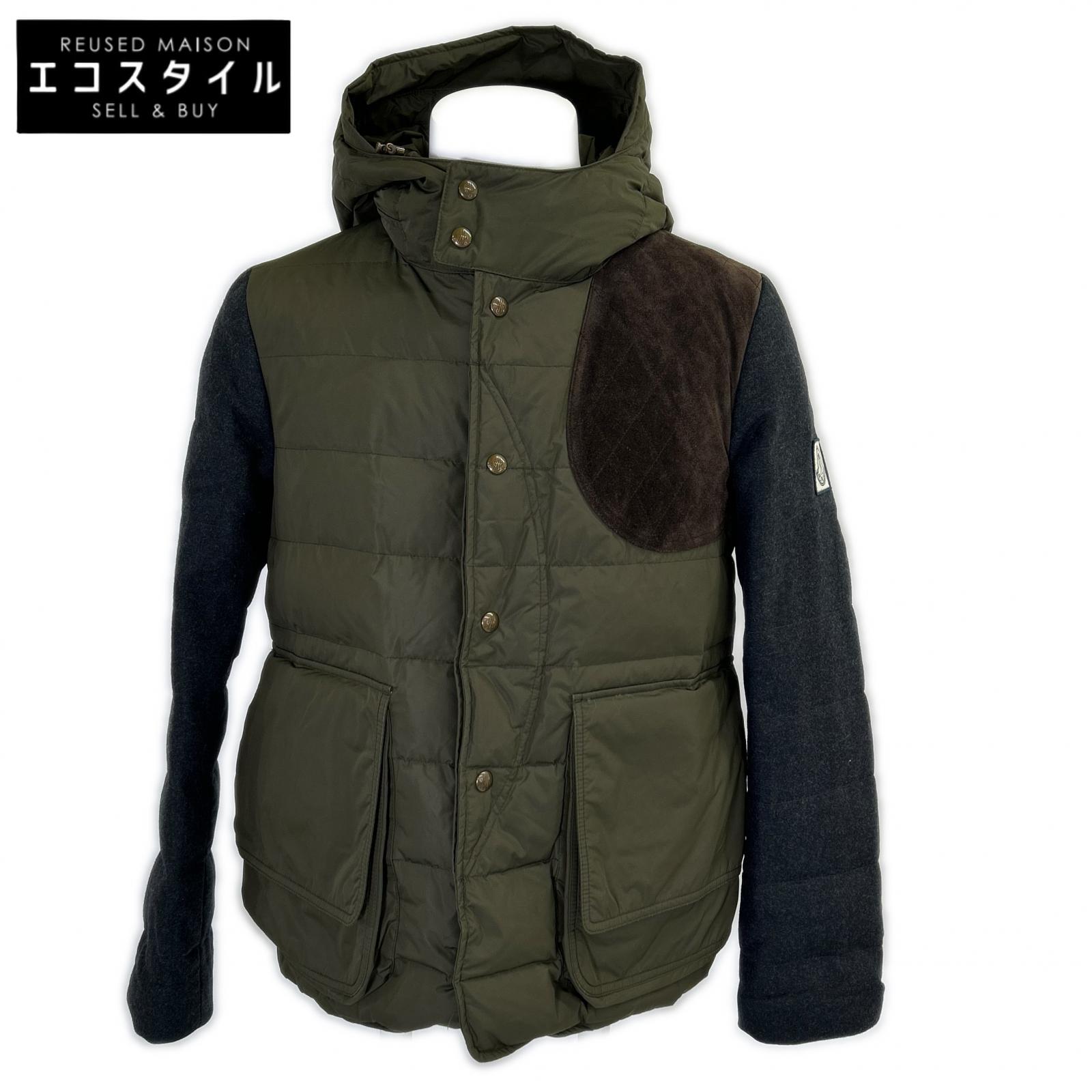MONCLER 盟可睐 GAMME BLUE 线 GAMME BLUE 123914132080 袖部拼接 部分麂皮 连帽羽绒夹克 夹克