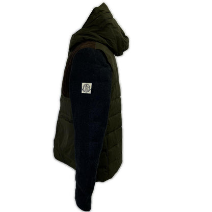 MONCLER 盟可睐 GAMME BLUE 线 GAMME BLUE 123914132080 袖部拼接 部分麂皮 连帽羽绒夹克 夹克