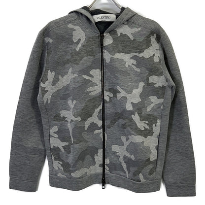 VALENTINO HVANC337-VN2139V Gray Camouflage Zip-Up Hoodie - Top