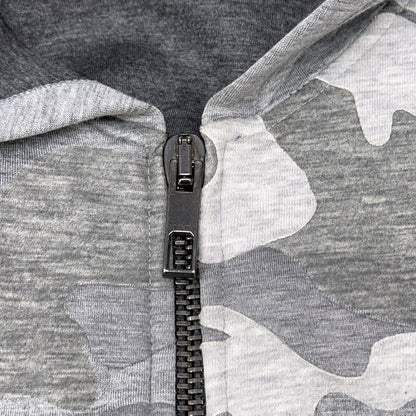 VALENTINO HVANC337-VN2139V Gray Camouflage Zip-Up Hoodie - Top