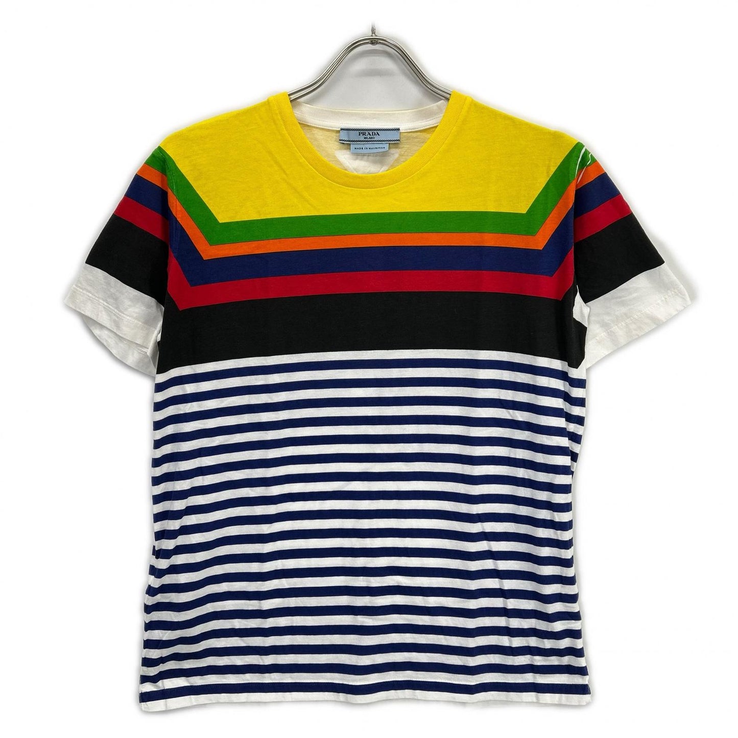 PRADA プラダ マルチカラー コットン ボーダー Tシャツ トップス