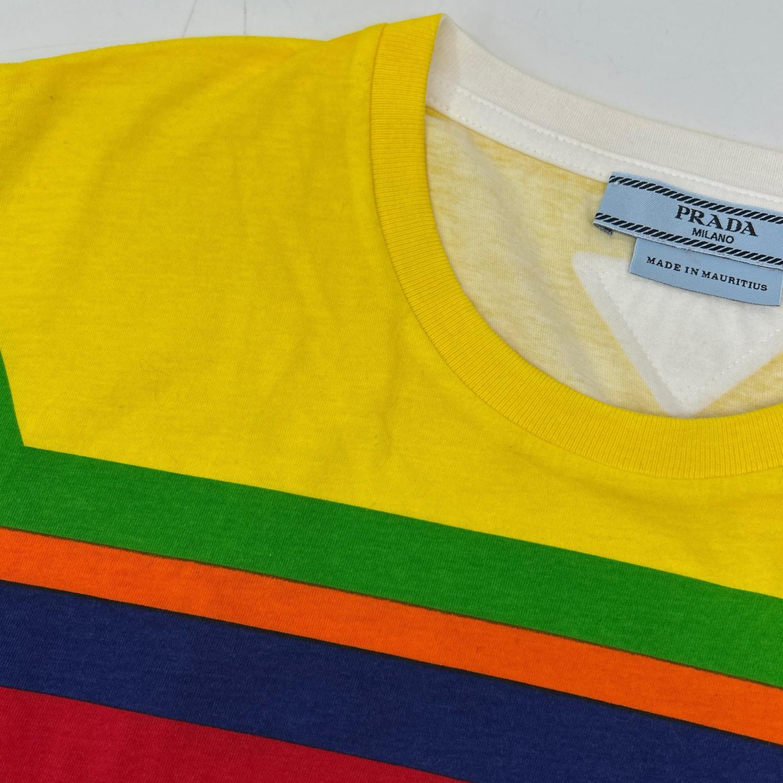 PRADA プラダ マルチカラー コットン ボーダー Tシャツ トップス