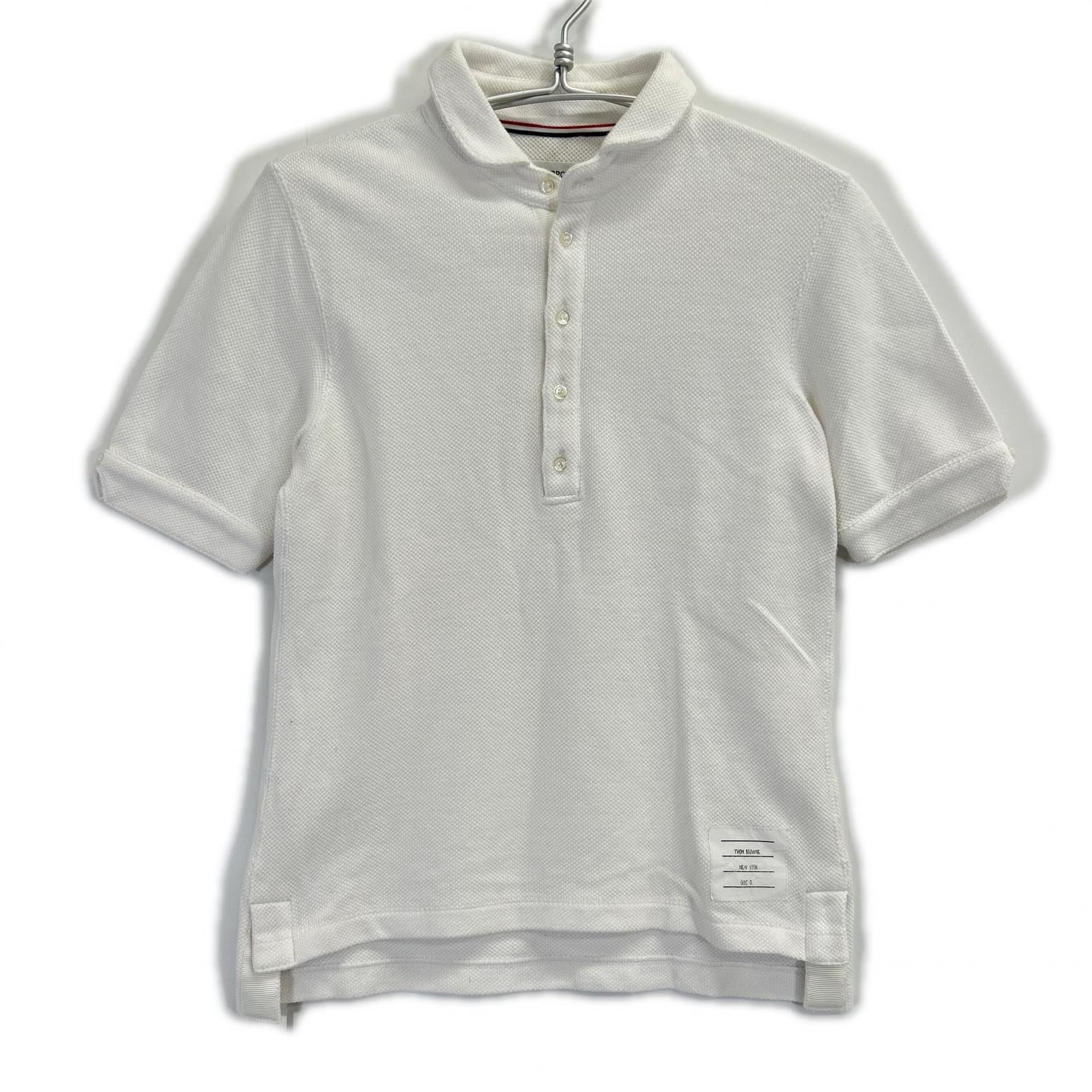 THOM BROWNE トムブラウン 国内正規 MJP009AK6940 ホワイト ヘビーコットン ポロシャツ トップス