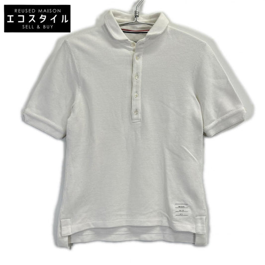 THOM BROWNE トムブラウン 国内正規 MJP009AK6940 ホワイト ヘビーコットン ポロシャツ トップス