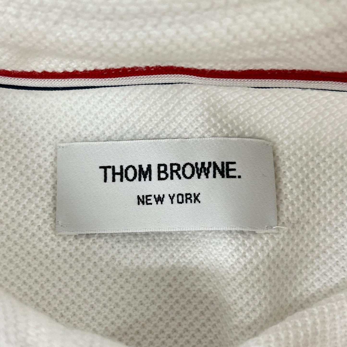 THOM BROWNE トムブラウン 国内正規 MJP009AK6940 ホワイト ヘビーコットン ポロシャツ トップス