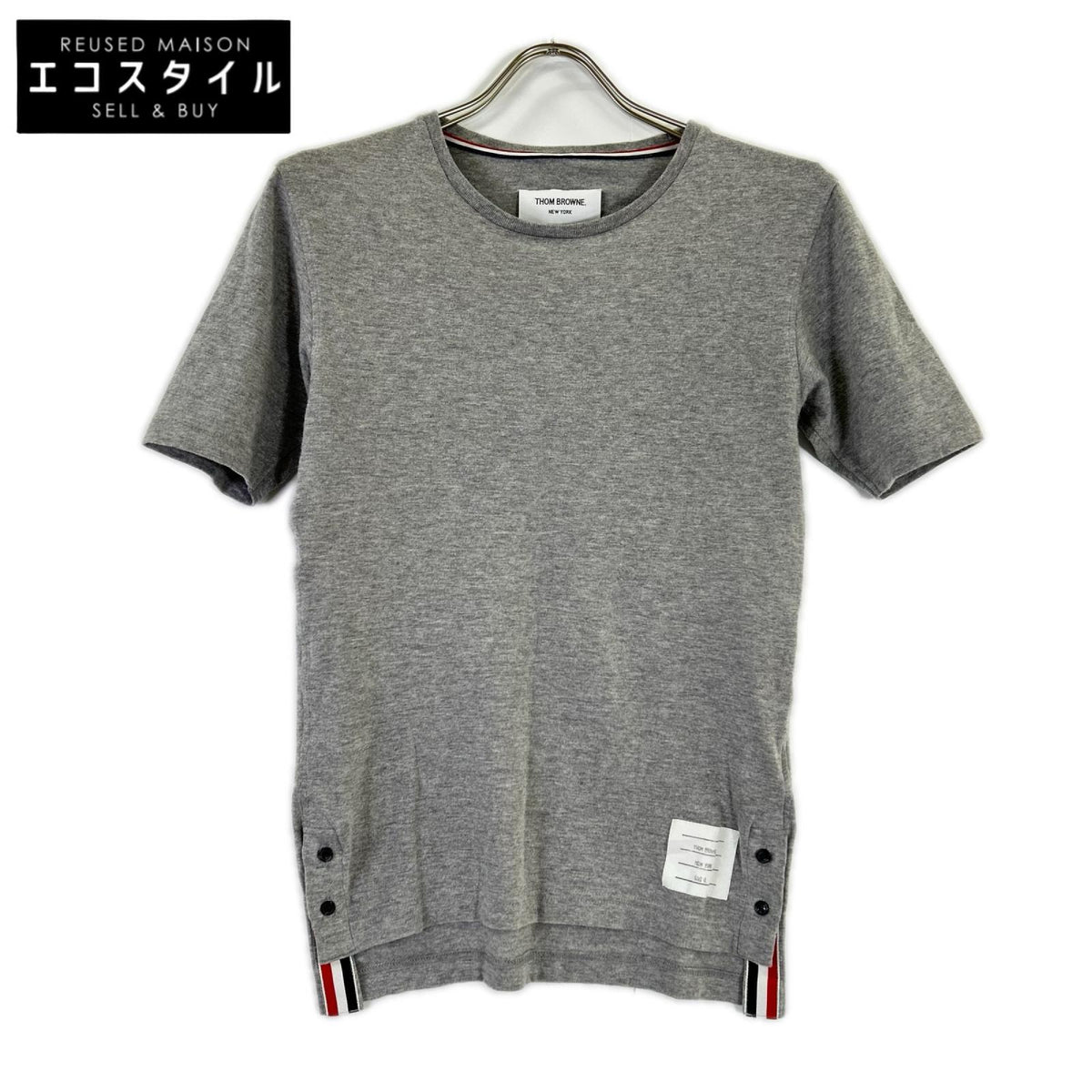THOM BROWNE トムブラウン MJS001AW747 グレー クルーネック Tシャツ トップス