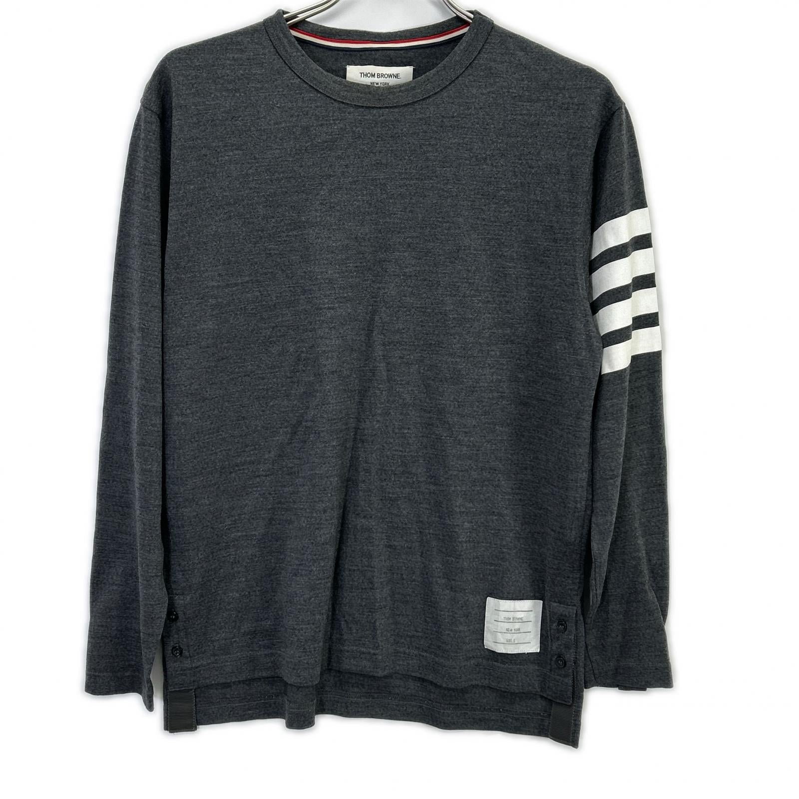 THOM BROWNE Thom Browne MJS020AK7604 Gray 4BAR Wool Sweater Top
