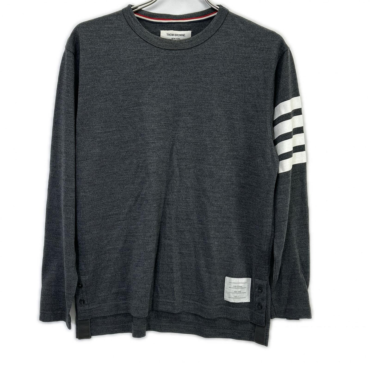 THOM BROWNE Thom Browne MJS020AK7604 Gray 4BAR Wool Sweater Top