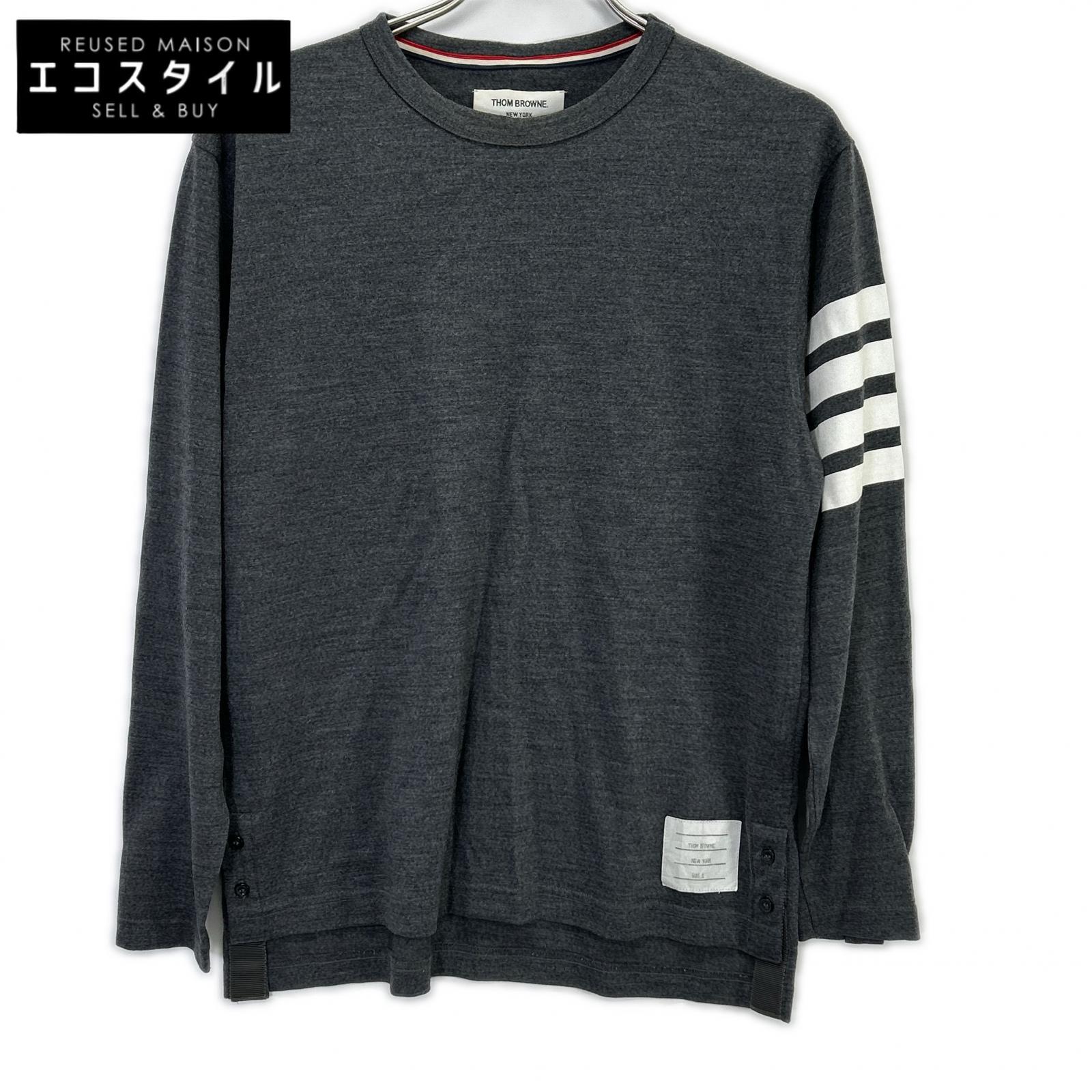THOM BROWNE Thom Browne MJS020AK7604 Gray 4BAR Wool Sweater Top