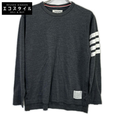 THOM BROWNE Thom Browne MJS020AK7604 Gray 4BAR Wool Sweater Top