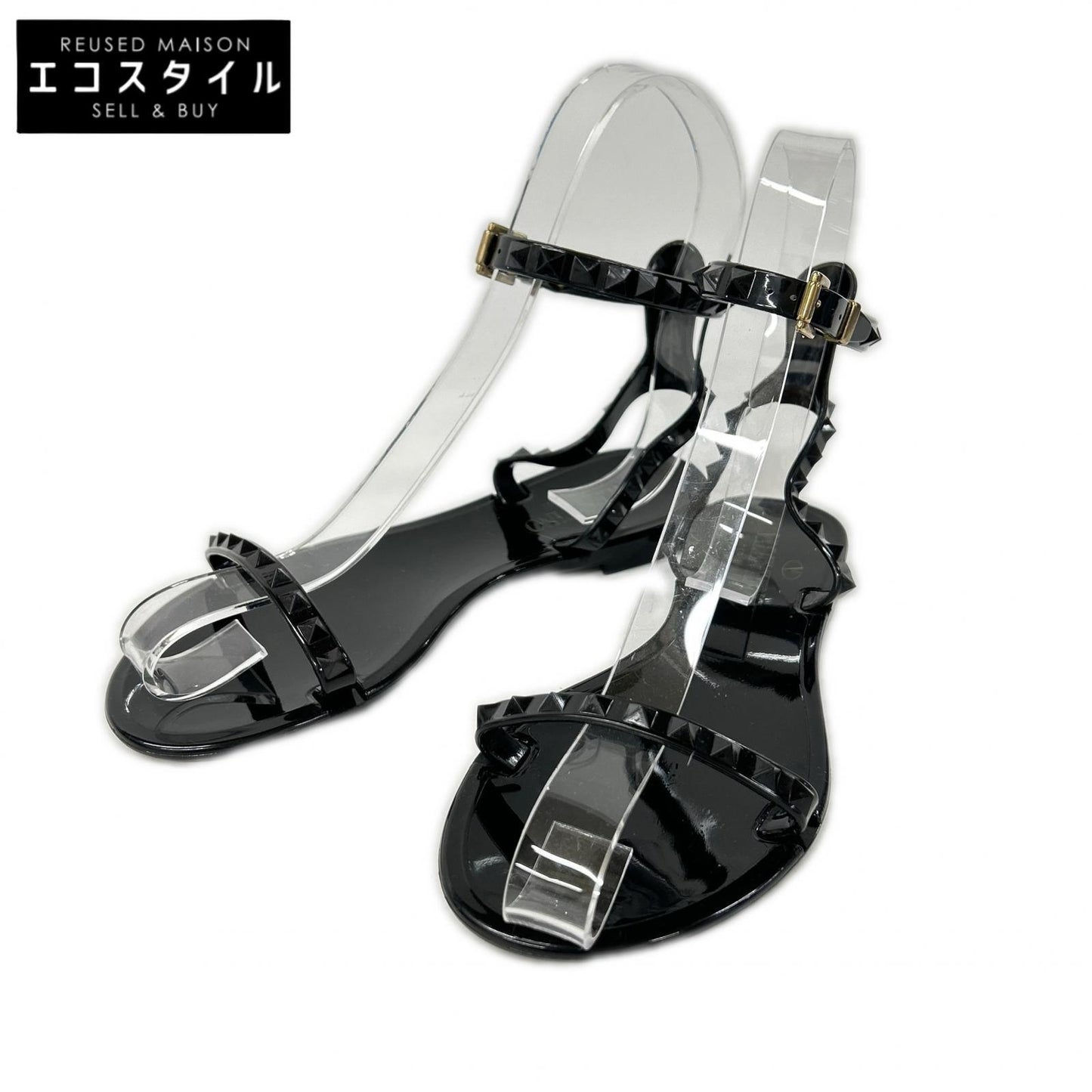 【美品】GWS00549 APVP01 Rockstud 铆钉带平底凉鞋 35 女士