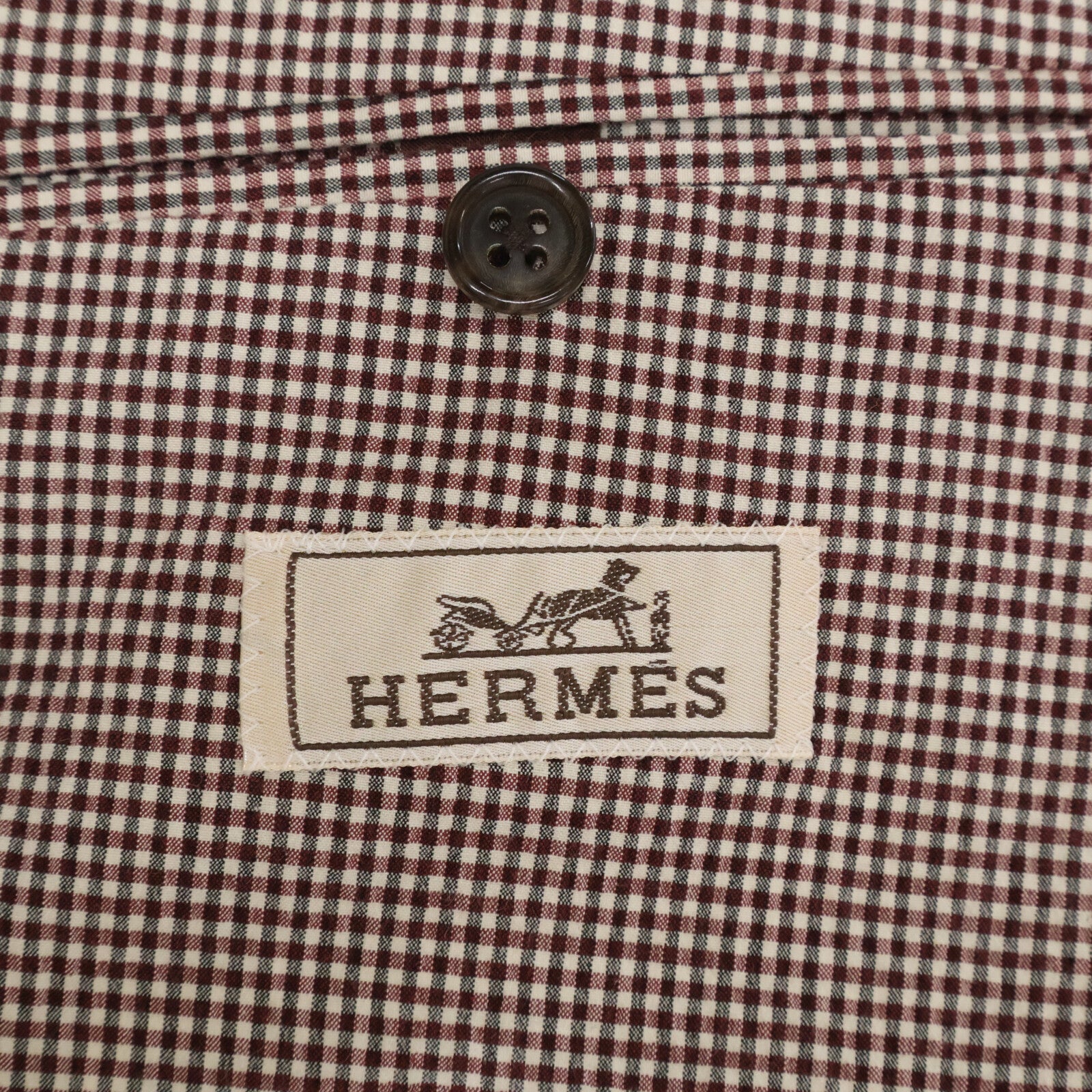 HERMES 【Excellent Condition/Domestic Authentic】G19821 Check Seersucker Silk Blend 2B Tailored Jacket
