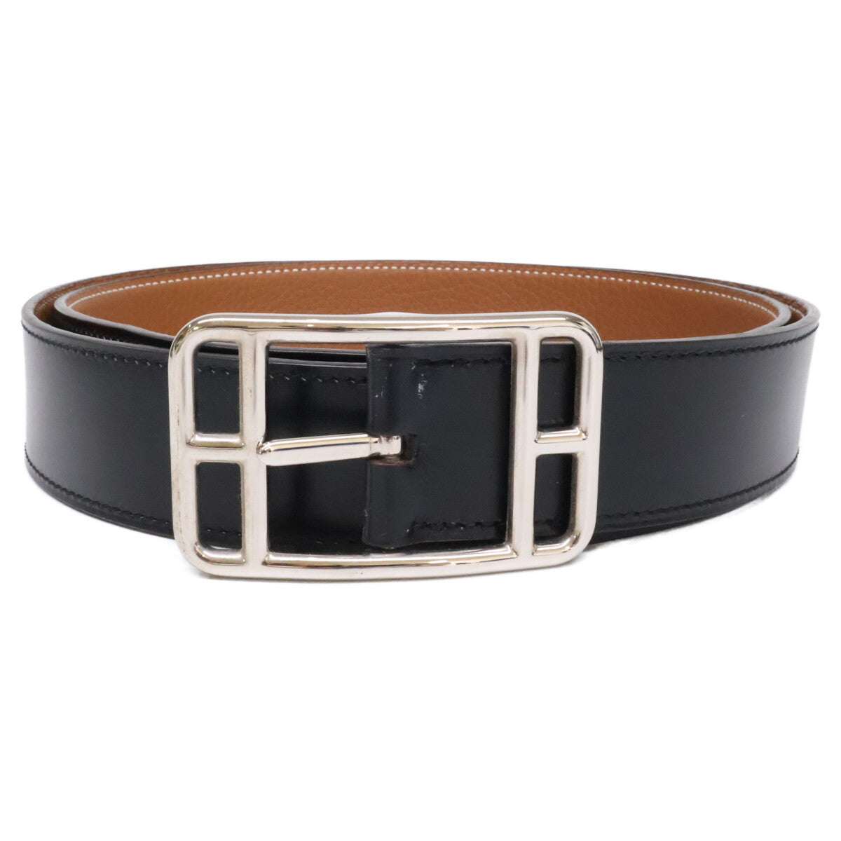 HERMES エルメス ケープコッド 32 SV金具 A刻 ボックスカーフ/ヴォー・トーゴ リバーシブル ベルト