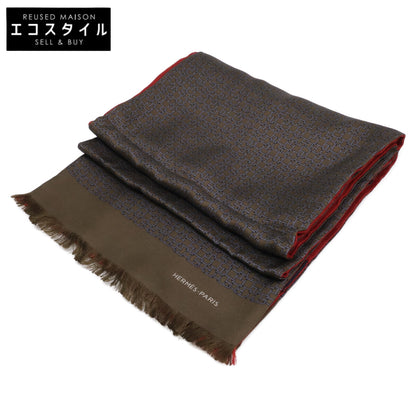 HERMES エルメス 【美品】総柄 シルクｘウール ストール ストール