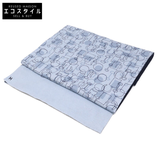 HERMES エルメス 【美品】総柄 カシミヤｘシルク マフラー
