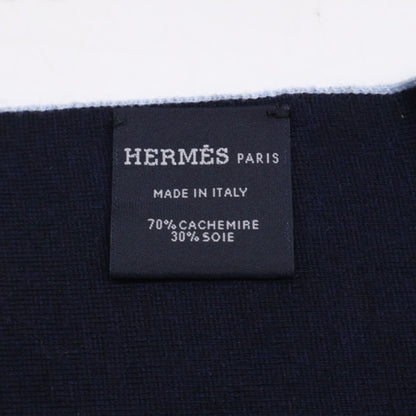 HERMES エルメス 【美品】総柄 カシミヤｘシルク マフラー