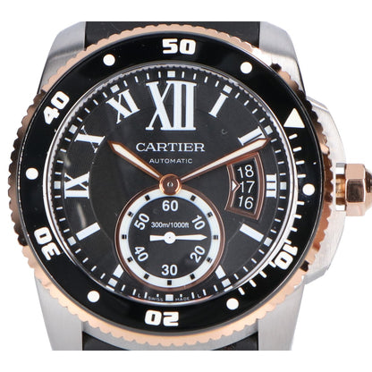Cartier カルティエ 仕上げ済み W7100055 カリブルドゥカルティエ ダイバー SS x 18KPG スモールセコンド 自動巻き 腕時計