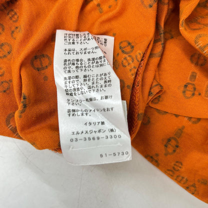 HERMES エルメス オレンジ シェーヌダンクル柄 コットン Tシャツ トップス