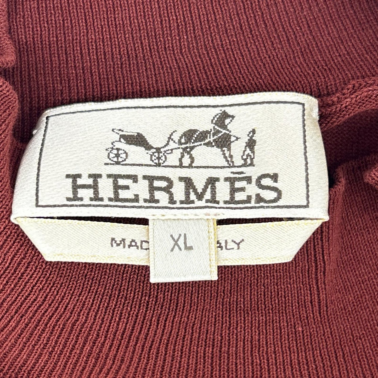HERMES エルメス 18SS ボルドー コントラストライン 半袖ニットトップス トップス