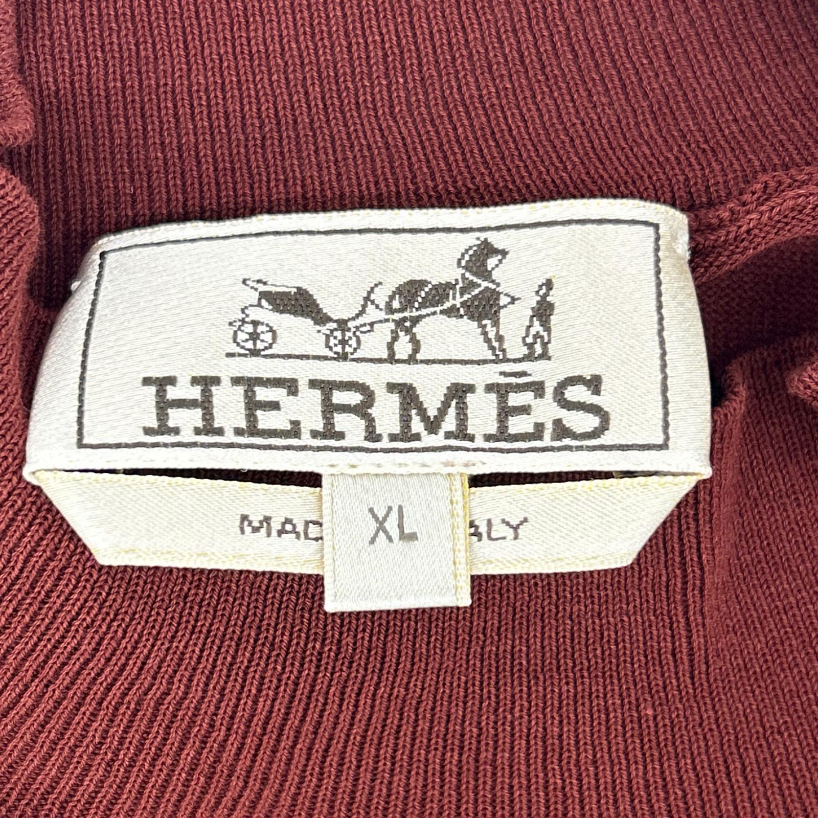HERMES エルメス 18SS ボルドー コントラストライン 半袖ニットトップス トップス