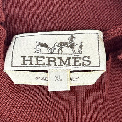 HERMES エルメス 18SS ボルドー コントラストライン 半袖ニットトップス トップス