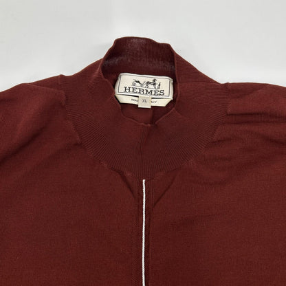 HERMES エルメス 18SS ボルドー コントラストライン 半袖ニットトップス トップス