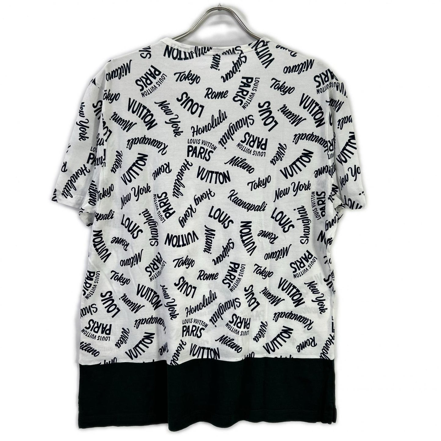 LOUIS VUITTON ルイヴィトン 18SS HEY06W ホワイト×グリーン オックスフォードシティロゴVネックTシャツ トップス