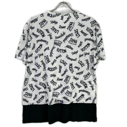 LOUIS VUITTON ルイヴィトン 18SS HEY06W ホワイト×グリーン オックスフォードシティロゴVネックTシャツ トップス