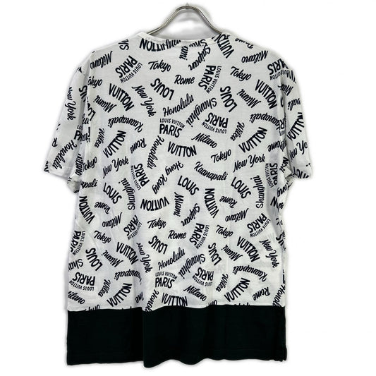 LOUIS VUITTON ルイヴィトン 18SS HEY06W ホワイト×グリーン オックスフォードシティロゴVネックTシャツ トップス