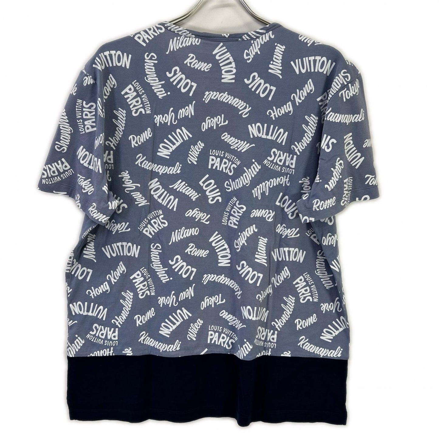 LOUIS VUITTON ルイヴィトン 18SS HEY06W ブルー×ネイビー オックスフォードシティロゴVネックTシャツ トップス