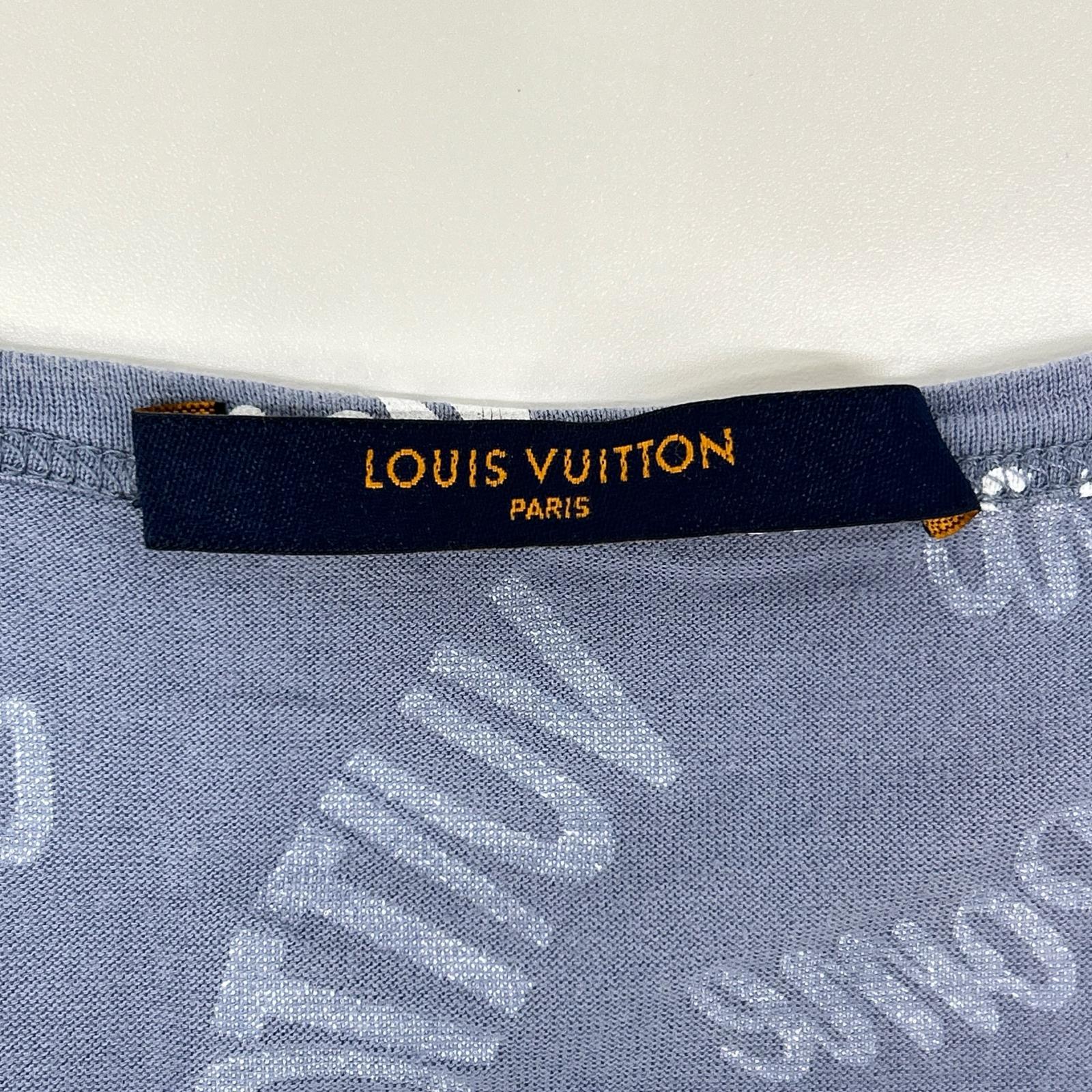 LOUIS VUITTON ルイヴィトン 18SS HEY06W ブルー×ネイビー オックスフォードシティロゴVネックTシャツ トップス