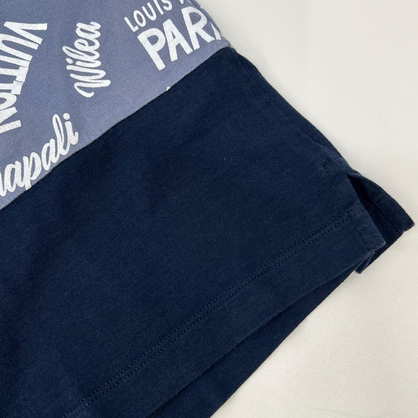 LOUIS VUITTON ルイヴィトン 18SS HEY06W ブルー×ネイビー オックスフォードシティロゴVネックTシャツ トップス