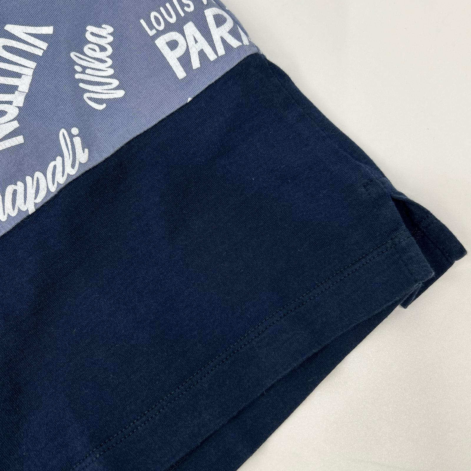 LOUIS VUITTON ルイヴィトン 18SS HEY06W ブルー×ネイビー オックスフォードシティロゴVネックTシャツ トップス