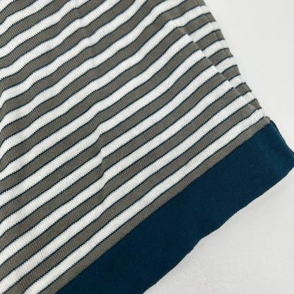 HERMES エルメス 17SS ホワイト×グレー ボーダーコットン半袖ニット トップス
