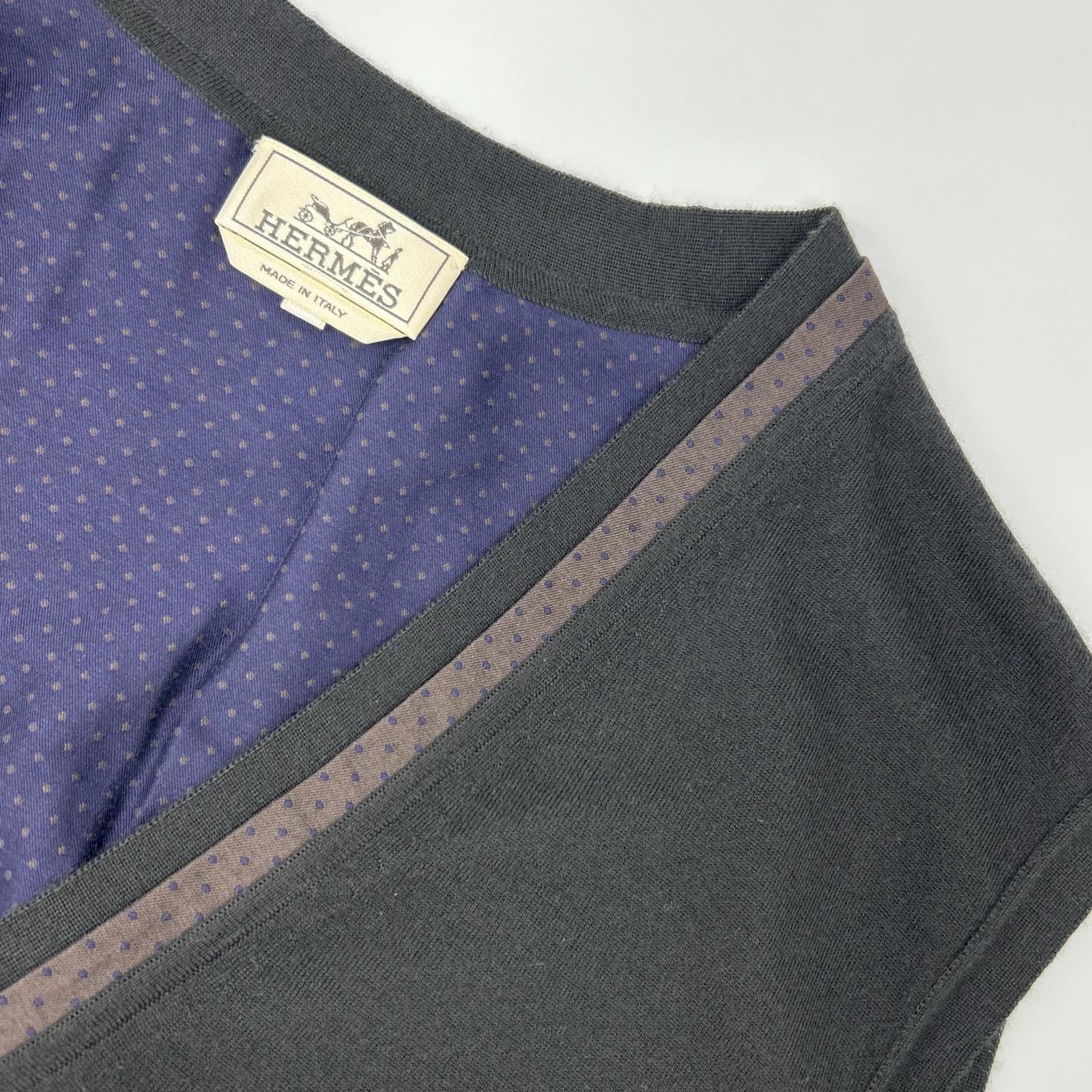 HERMES エルメス ダークグレー カシミヤ ニットベスト ベスト