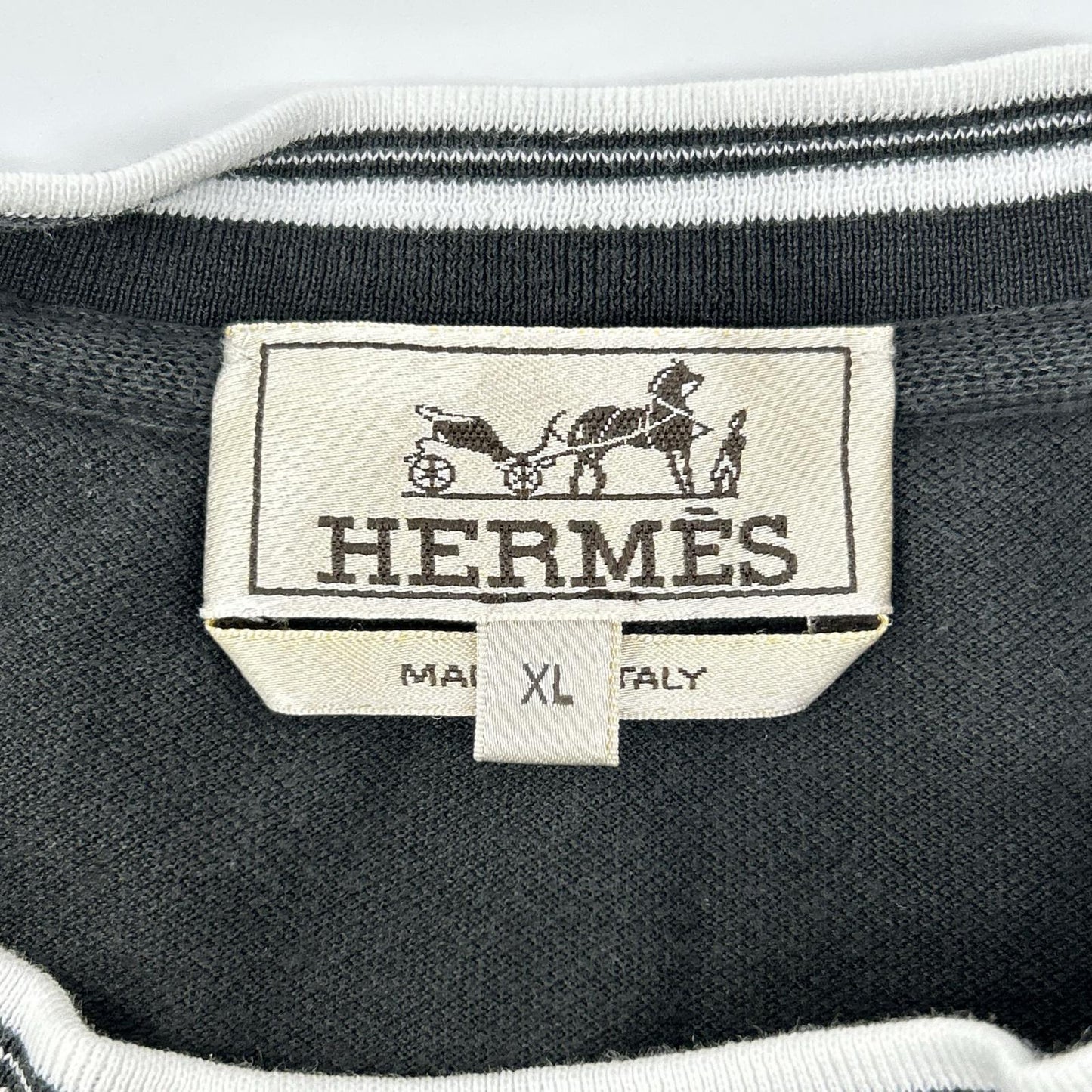HERMES エルメス ブラック 鹿の子 H刺繍 Tシャツ トップス